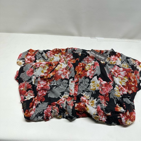 Nina Leonard Floral Halter Maxi Dress - Black and Red - Picture 10 of 10